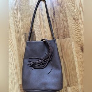 Street Level | Brown Leather Shoulder Purse w/ Tassle